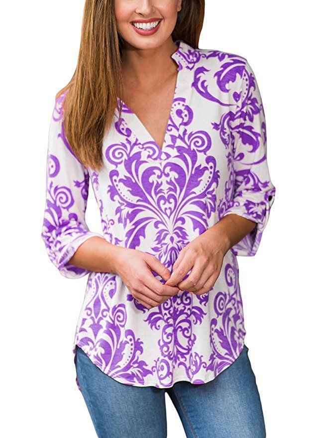 Paisley Printed Long Sleeve V Neck Pleated Casual Blouse